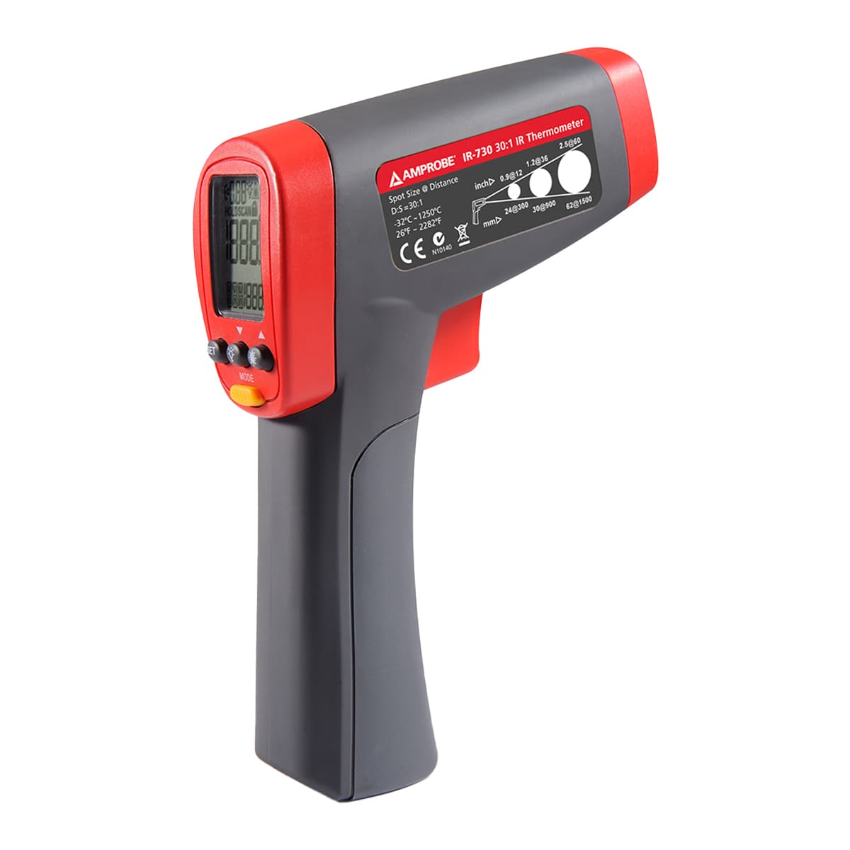 imagen principal de producto Termómetro infrarrojo de rango - 32 + 1250 ºC. Resol. óptica D:S 30:1 IR-730