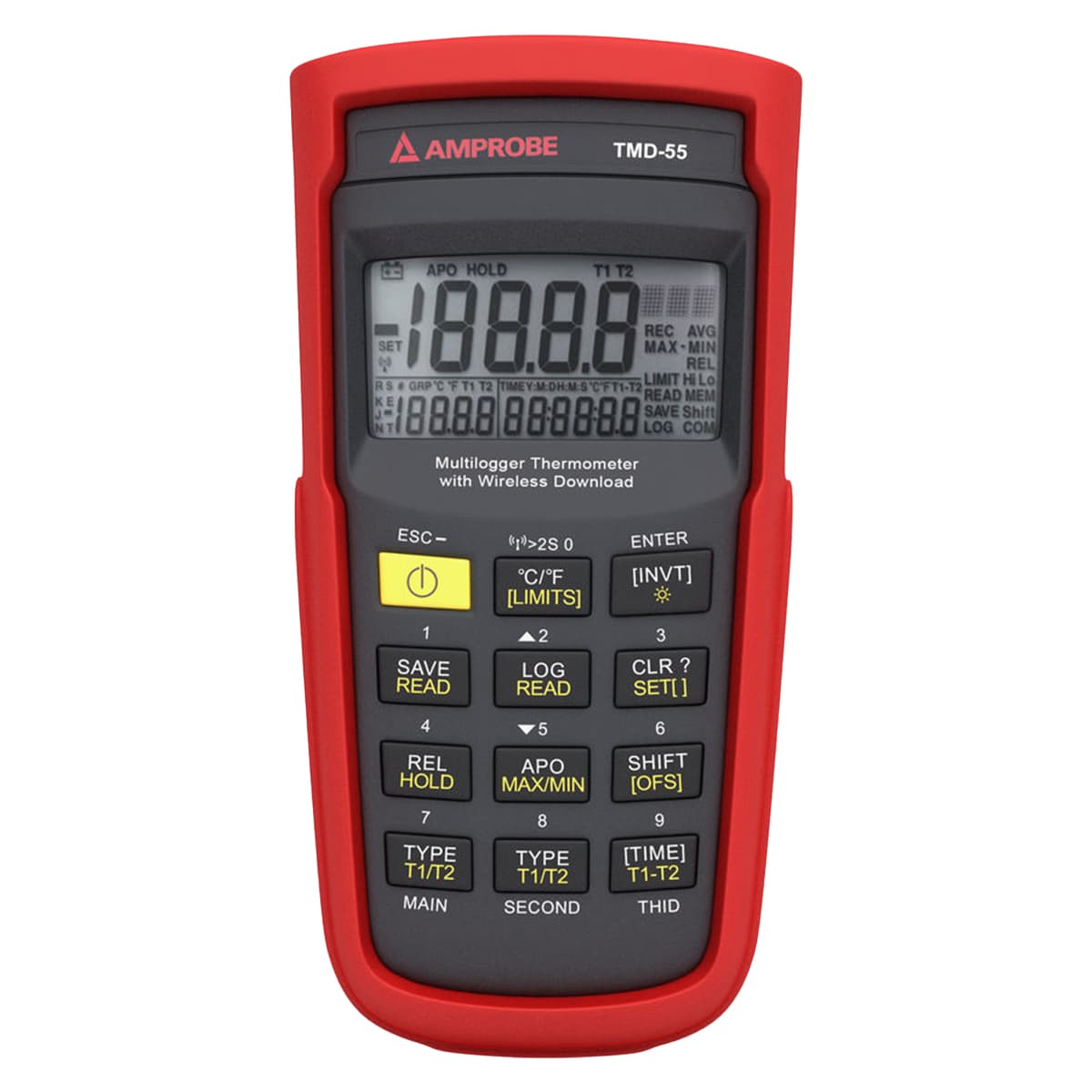 imagen principal de producto Termómetro digital de 2 canales C/entradas K/J/T/E/R/S/N. Datalogging TMD-55